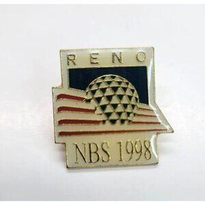 1998 Reno Flag Lapel Hat Pin National Bowling Stadium Red White Blue LI40